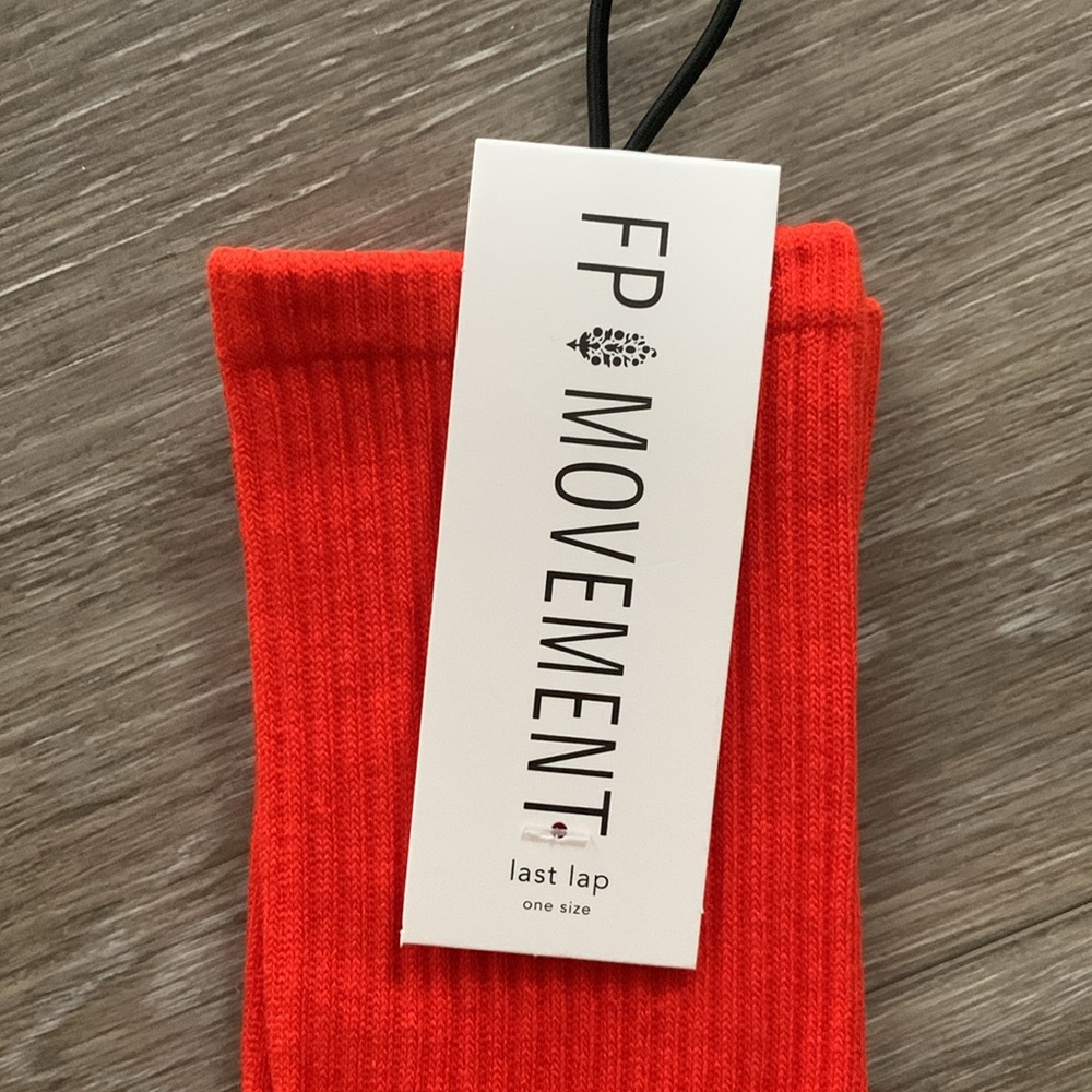 FP MOVEMENT Last Lap Buti Logo Tube Socks Flame Orange NWT - Picture 5 of 6